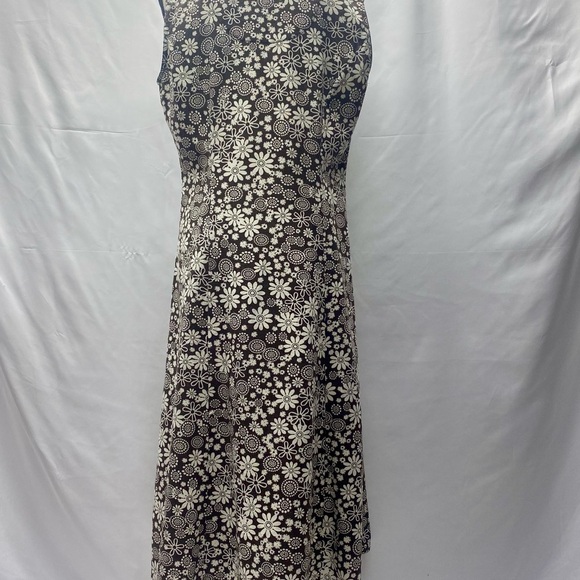 Christopher & Banks Vintage Linen Sleeveless Button Front Brown Floral Dress 10 - Picture 2 of 11